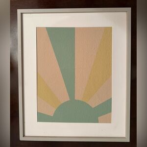 Sunrise Burst Art Print in Green and Tan